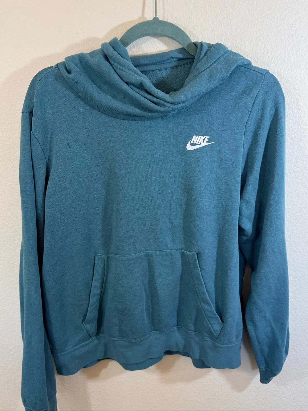 NIKE Women’s Teal Blue Cowl Neck Pullover Sweatshirt